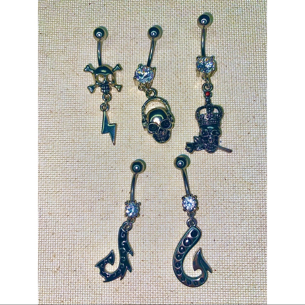 Skull Belly Rings Lot. 14g. Brand New.